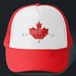 On The Eh Team | Canada Flag Trucker Hat<br><div class="desc">It's Canada Day! Turn on the music, fire up the BBQ grill and rock some Canadian Pride with our "On The Eh Team" hat. Red and white hate with a maple leaf designed to look like the Canadian flag. Add your custom wording to this design by using the "Edit this...</div>