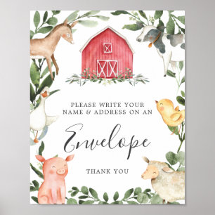 On The Farm Baby Shower Address Envelope Sign