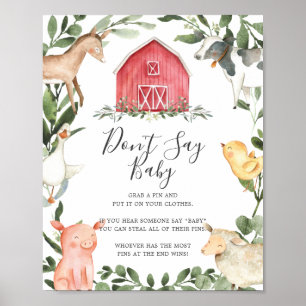 On The Farm Baby Shower Don't Say Baby Sign
