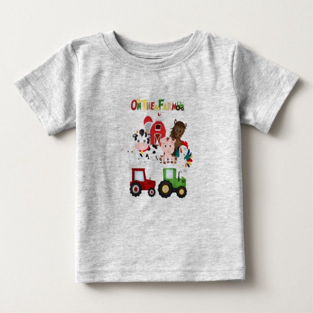 On The Farm Barnyard Farm Animals Cute Baby T-Shirt (Front)