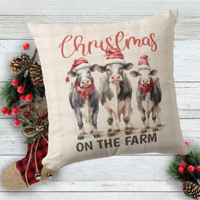 On The Farm Country Cows Christmas  Cushion (Creator Uploaded)