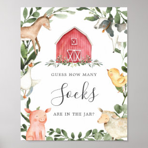 On The Farms Baby Shower Guess How Many Socks Poster