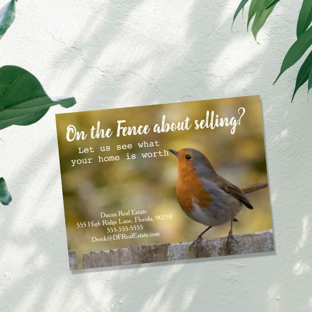On the Fence Real estate Robin Postcard (Creator Uploaded)