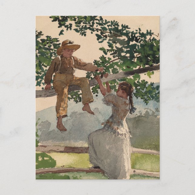 On the Fence | Winslow Homer Postcard (Front)