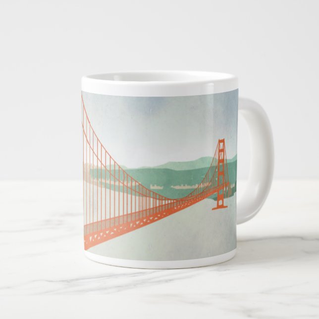 On The Golden Gate Bridge Large Coffee Mug (Front Right)