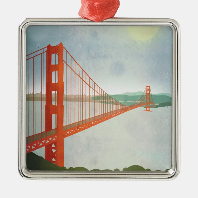 On The Golden Gate Bridge Metal Tree Decoration (Front)