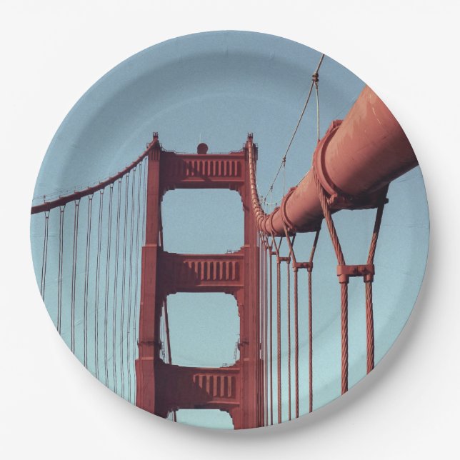 On The Golden Gate Bridge Paper Plate (Front)