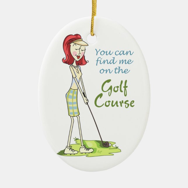 On the Golf Course Ceramic Tree Decoration (Front)