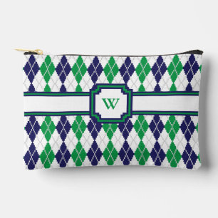 On the Green Argyle Accessory Pouch