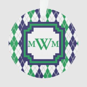 On the Green Argyle Acrylic Ornament
