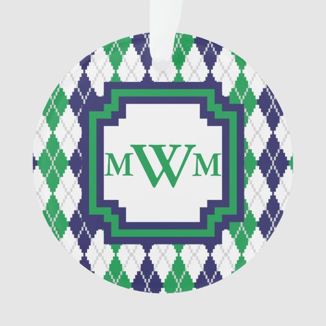 On the Green Argyle Acrylic Ornament (Front)