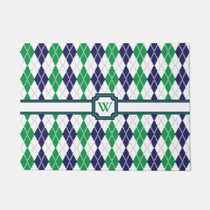 On the Green Argyle Doormat