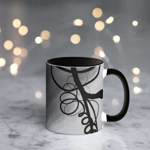On the Grid: Abstract Black and Grey Combo Mug