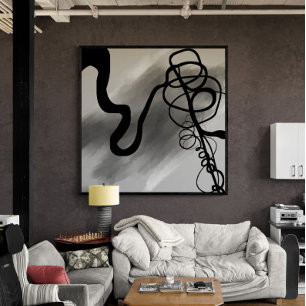On the Grid: Abstract Grey, Black & White Canvas Print