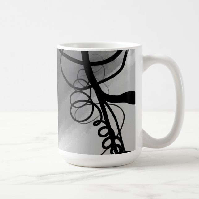 On the Grid: Abstract Grey, Black & White Coffee Mug (Right)