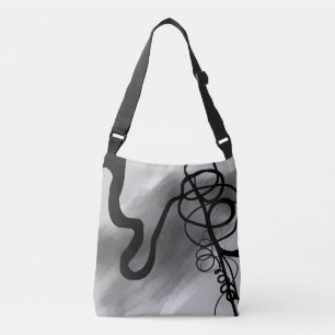 On the Grid: Abstract Grey, Black & White Crossbody Bag