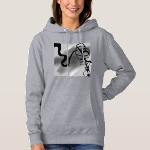 On the Grid: Abstract Grey, Black & White Hoodie