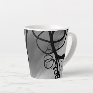 On the Grid: Abstract Grey, Black & White Latte Mug