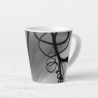 On the Grid: Abstract Grey, Black & White Latte Mug