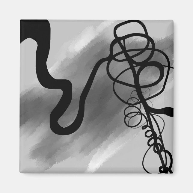 On the Grid: Abstract Grey, Black & White Magnet (Front)