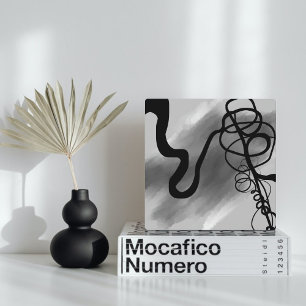 On the Grid: Abstract Grey, Black & White Plaque