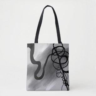 On the Grid: Abstract Grey, Black & White Tote Bag