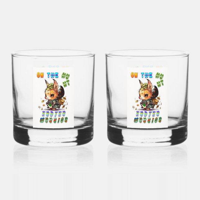 On The Hunt Easter Warrior Whiskey Glass (Front)