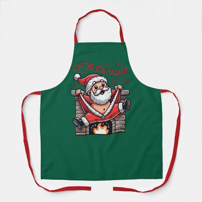 On the Job Hazard Santa on Fire Apron (Front)