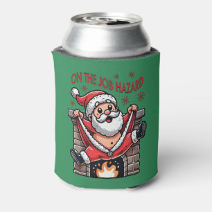 On the Job Hazard Santa on Fire Can Cooler