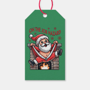 On the Job Hazard Santa on Fire Gift Tags