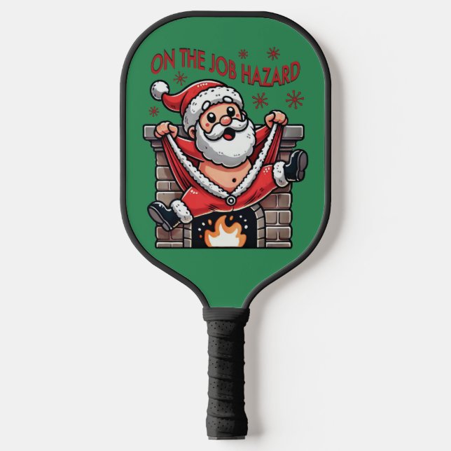 On the Job Hazard Santa on Fire Pickleball Paddle (Front)
