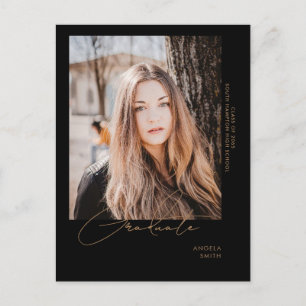 On the Move Photo Black Graduation Announcement  Postcard