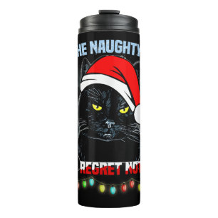 On The Naughty List And I Regret Nothing Cat Chris Thermal Tumbler
