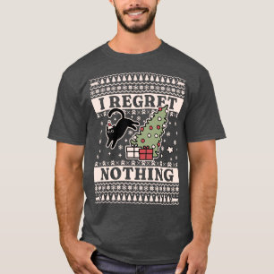 On The Naughty List And I Regret Nothing Cat Ugly T-Shirt