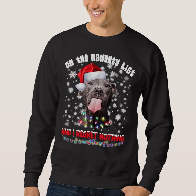 On The Naughty List And I Regret Nothing Funny Xma Sweatshirt (Front)