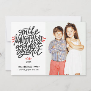 On the Naughty List   Funny Holiday Photo Cards