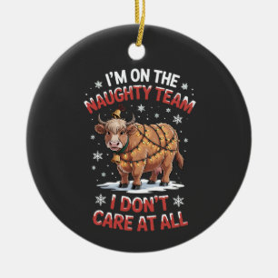 On the Naughty List, I Don't Care at All Cow Ceramic Tree Decoration