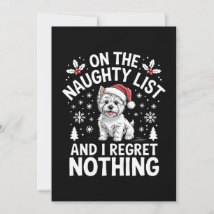 On The Naughty List Regret Nothing Christmas Dog Invitation