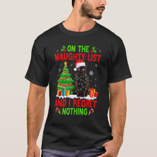 On The Naughty Xmas List And I Regret Nothing Cat T-Shirt