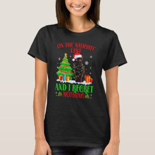 On The Naughty Xmas List And I Regret Nothing Cat  T-Shirt