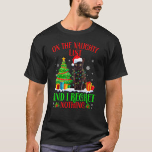On The Naughty Xmas List And I Regret Nothing Cat T-Shirt