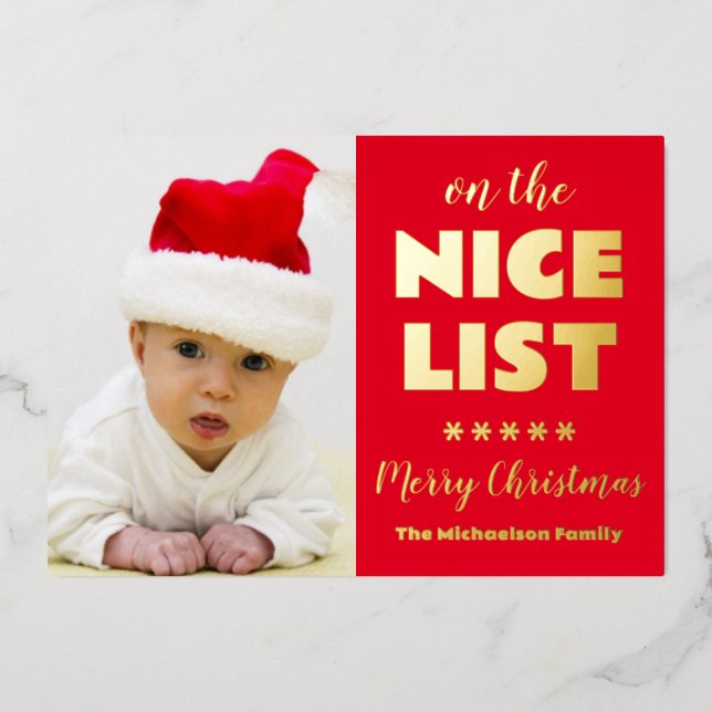 On The Nice List Christmas Photo (Front)