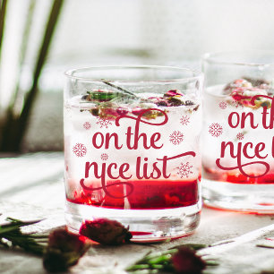 On the Nice List Christmas Whiskey Glass