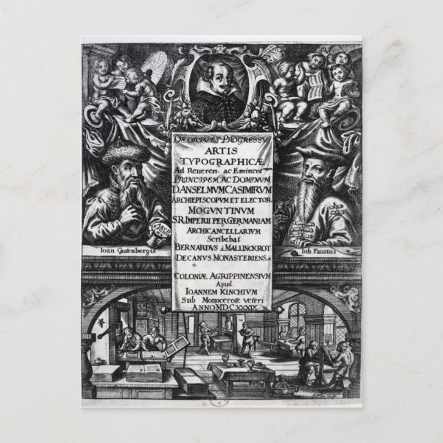 'On the Origin and History of Typography' Postcard (Front)