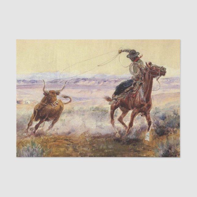 “On the Pond” by Charles M Russell Tissue Paper (Front)