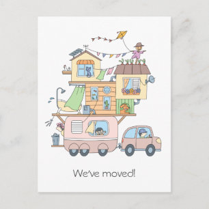 On the Road Family Camping Trailer - New Address Announcement Postcard