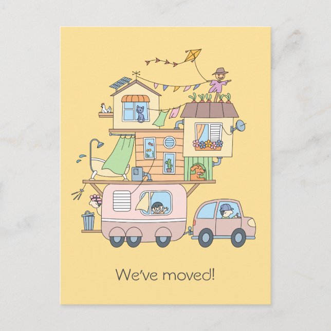 On the Road Family Camping Trailer - New Address Announcement Postcard (Front)