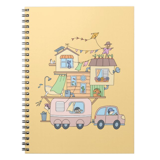 On the Road Family Camping Trailer on Yellow Notebook (Front)