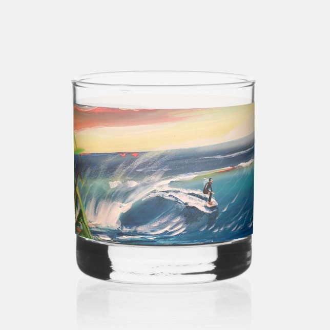 On the Rocks Glass - Surfing the wave! Spirits  (Front)