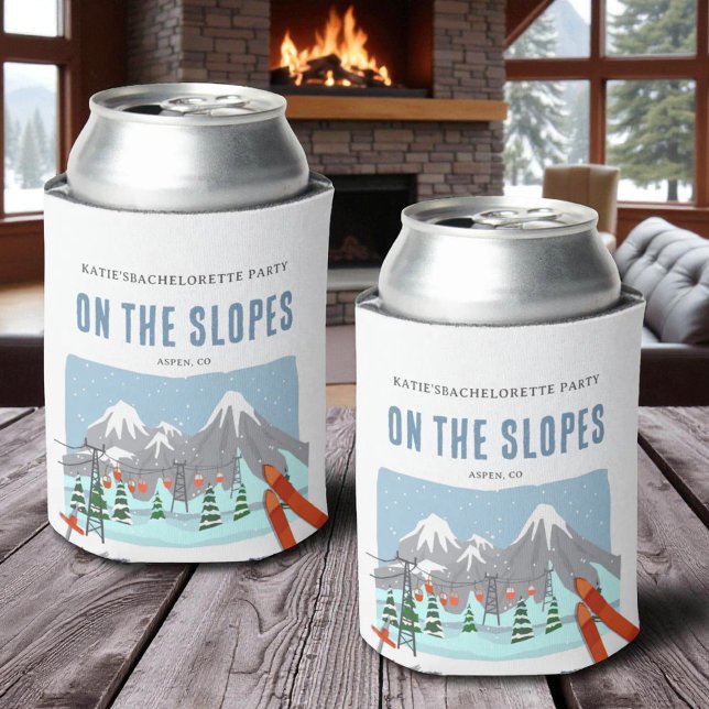 On The Slopes Snow Ski Bachelorette Weekend Can Cooler (Creator Uploaded)
